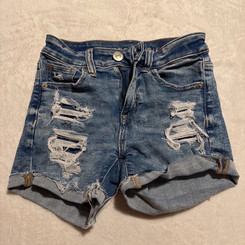 American Eagle Outfitters Ripped Blue Jean Shorts